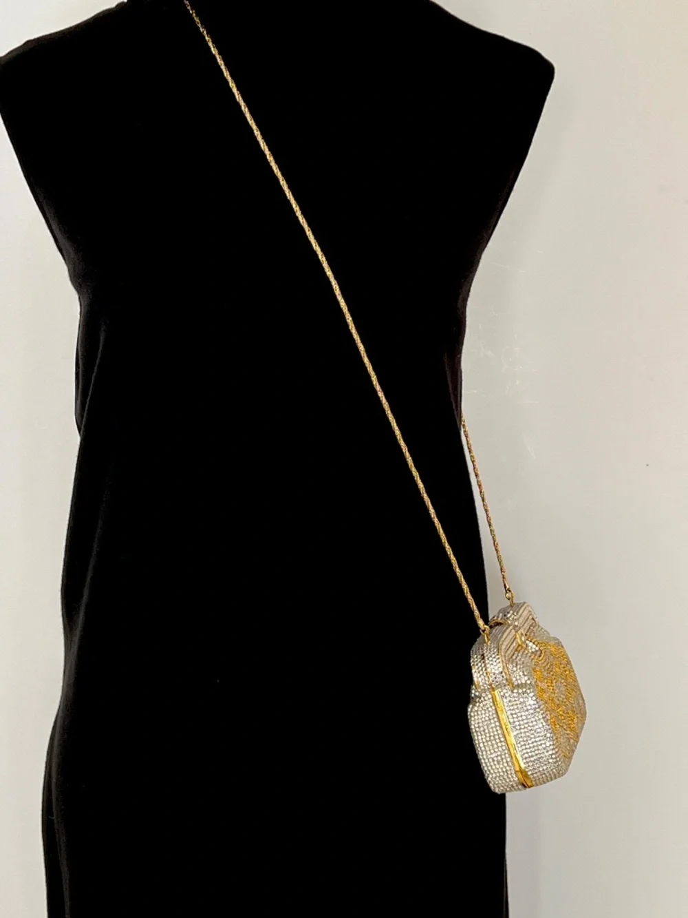 Vintage Crystal Evening Rhinestone Purse Clutch Removable Chain Strap